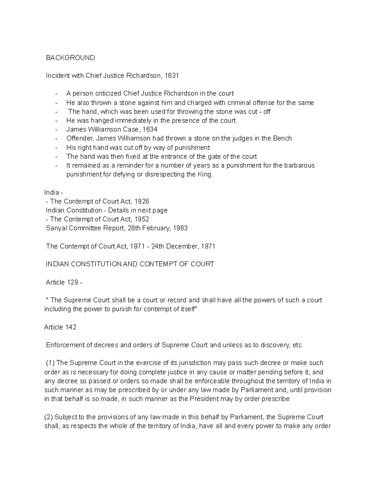 Contempt of court - BACKGROUND Incident with Chief Justice Richardson ...