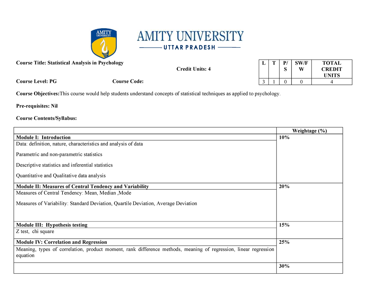 Statistical Analysis in Psychology - Clinical Psychology - Studocu