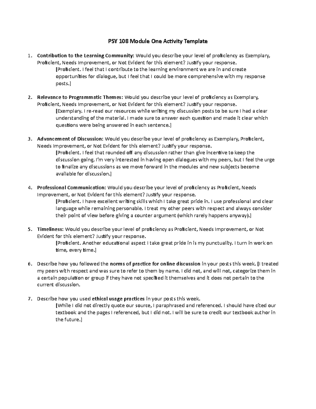 Module 1 Activity - PSY 108 Module One Activity Template Contribution ...