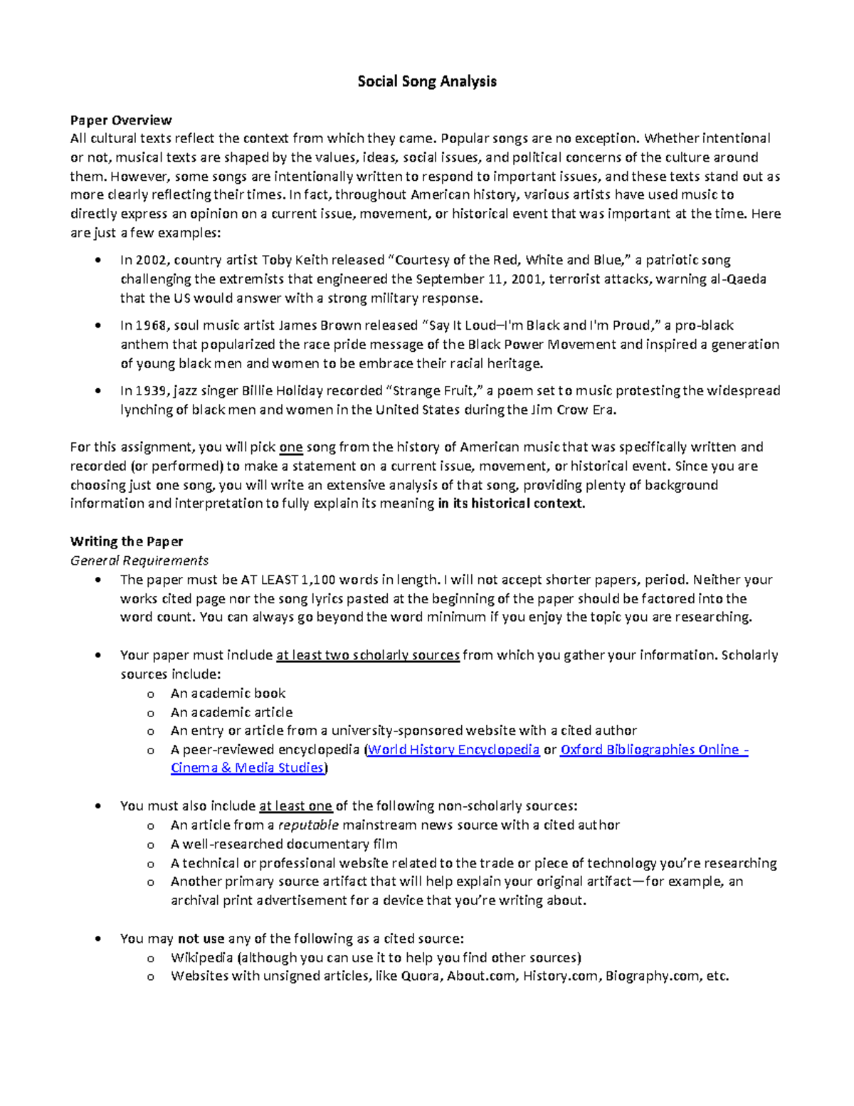 business management - Social Song Analysis Paper Overview All cultural ...