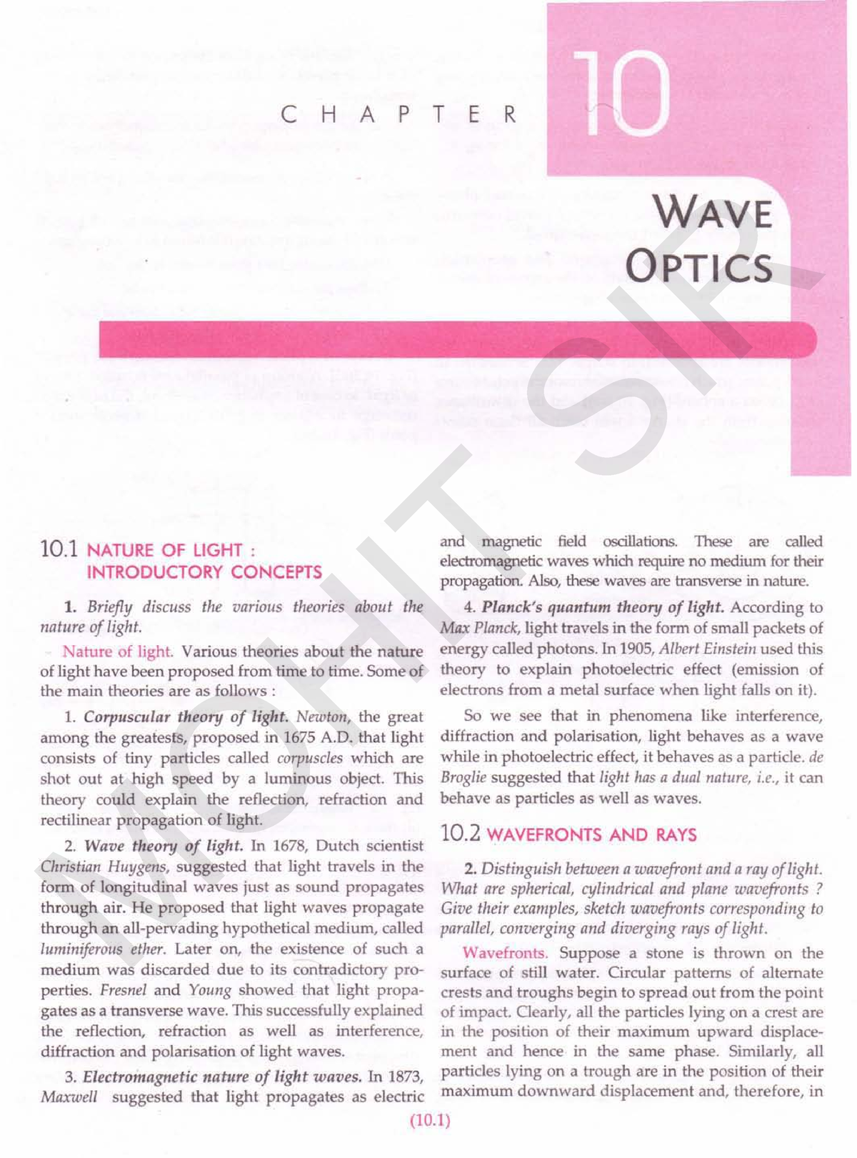 CH10 Wave Optics - Bsc (H) Physics - Studocu