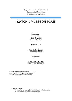 Catolina big - lesson plan in mathematics - Radical or radical ...