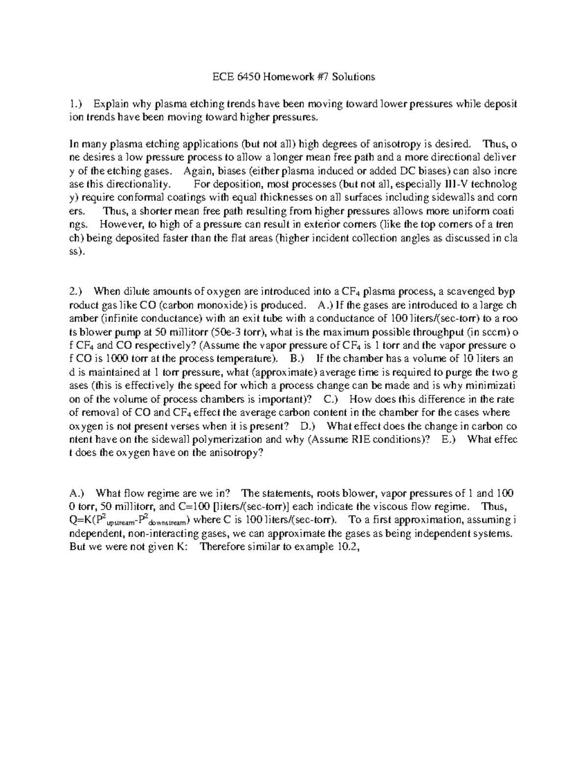 Homework 7Solution - HW 7 Answers for ECE 6450 by Prof. Doolittle - ECE ...