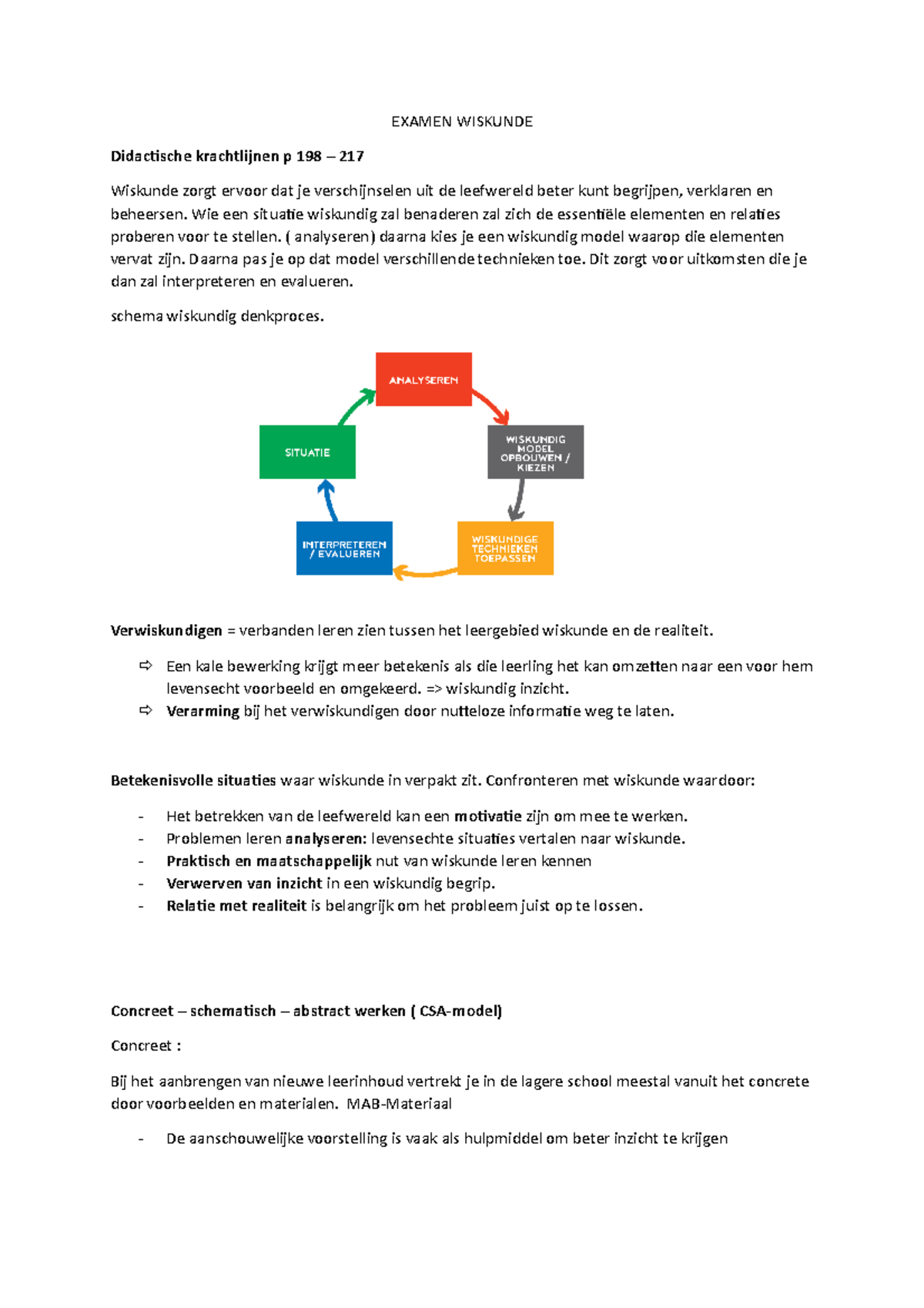 Wisk - Wiskunde 1.1 - EXAMEN WISKUNDE Didactische Krachtlijnen P 198 ...