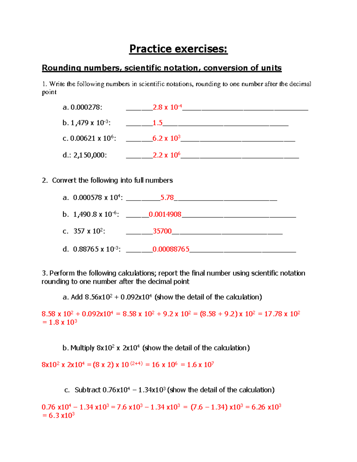 Calculation+exercises+-+Corrections - Practice exercises: Rounding ...
