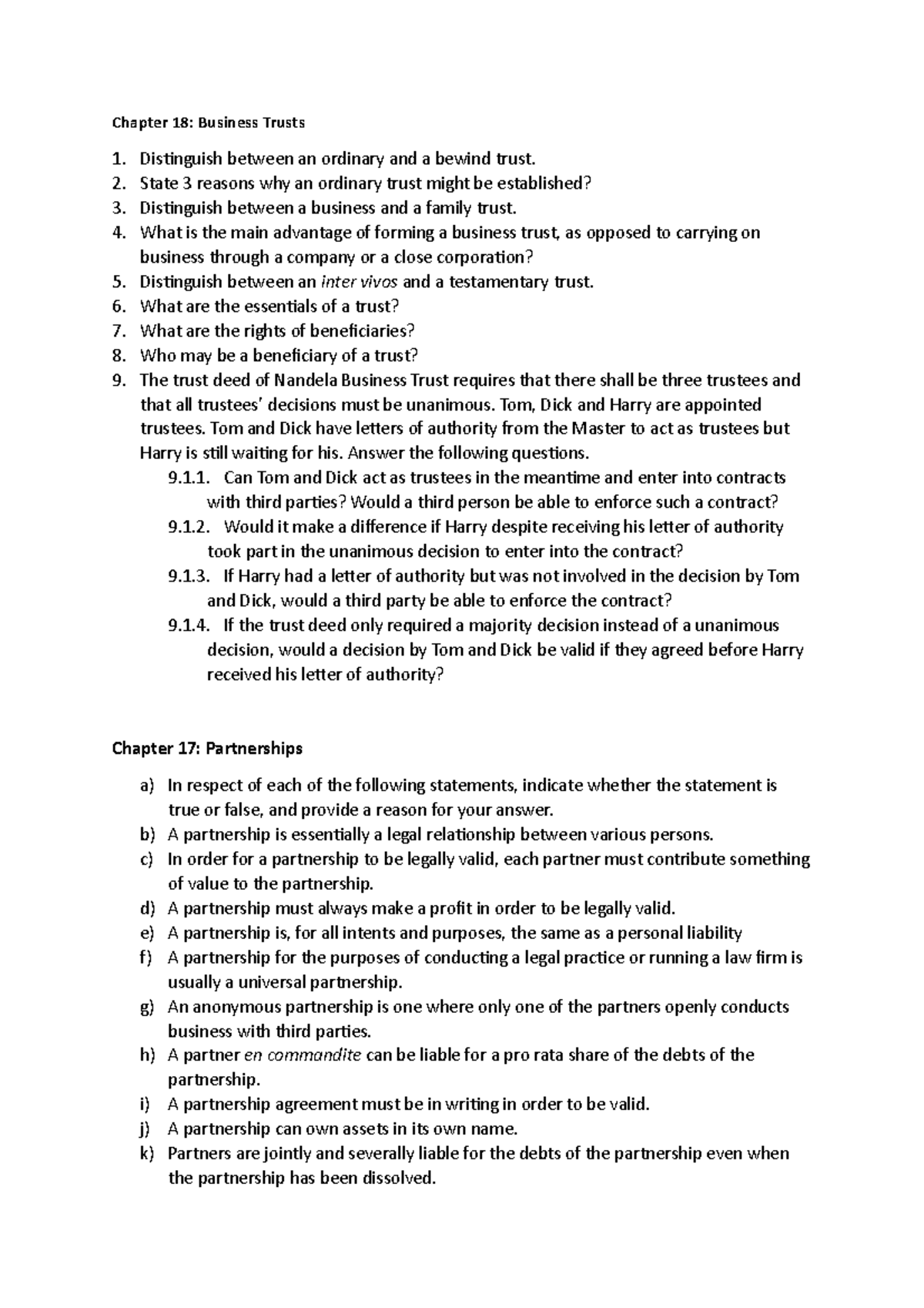 Chapter 18 and 17 Test your knowledge 2 November 2020 - Chapter 18 ...