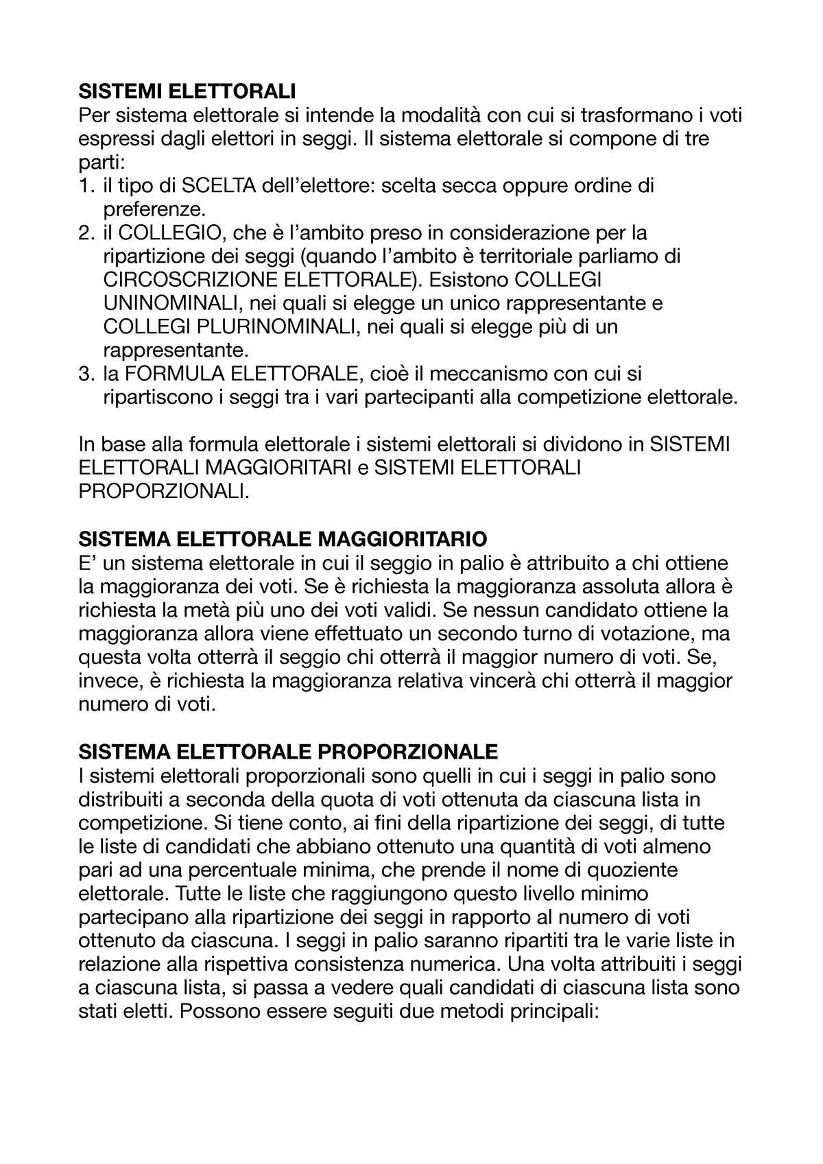 Sistemi Elettorali - SISTEMI ELETTORALI Per Sistema Elettorale Si ...