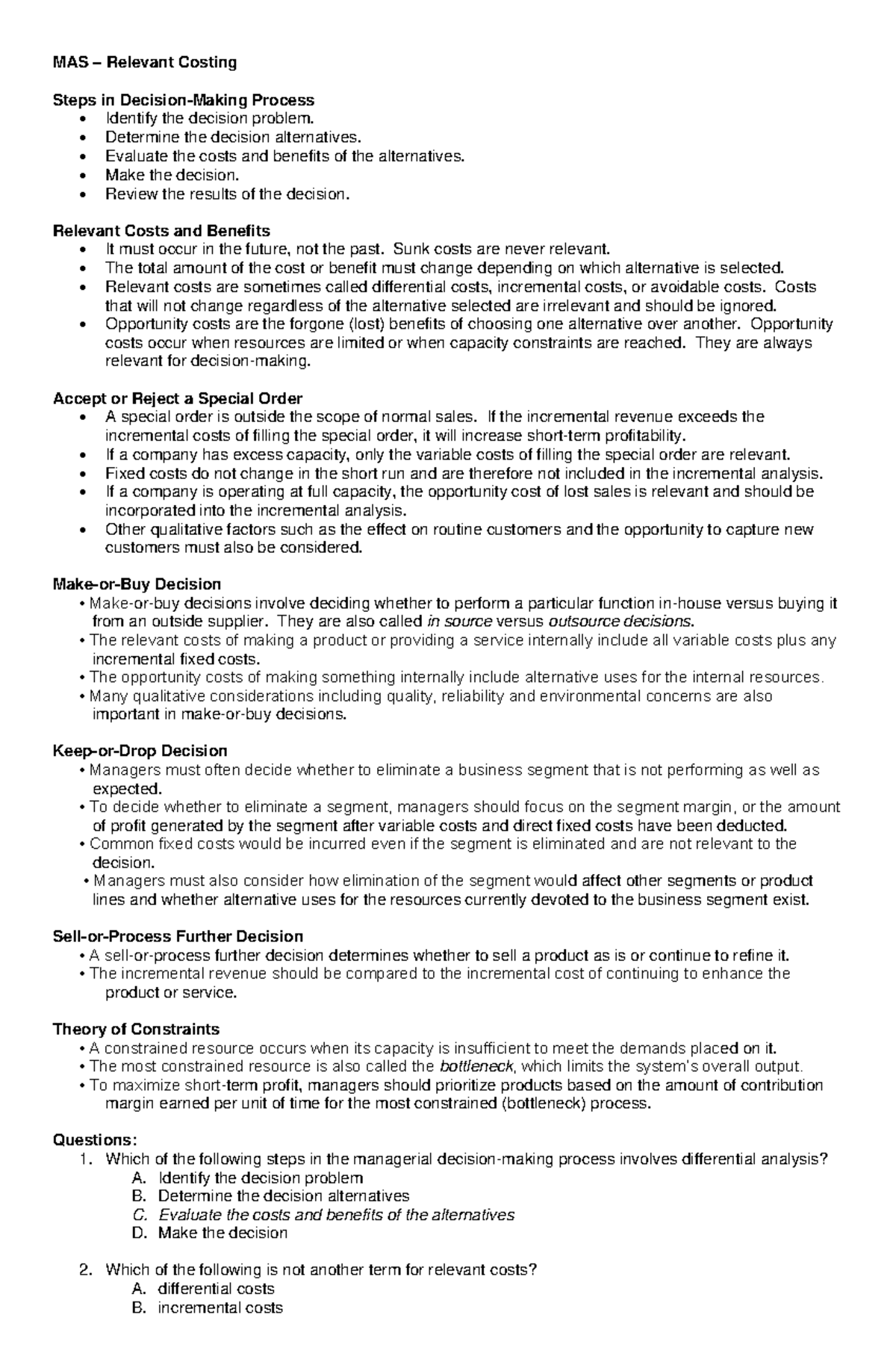 MAS handout-relevant costing - Warning: TT: undefined function: 32 MAS ...