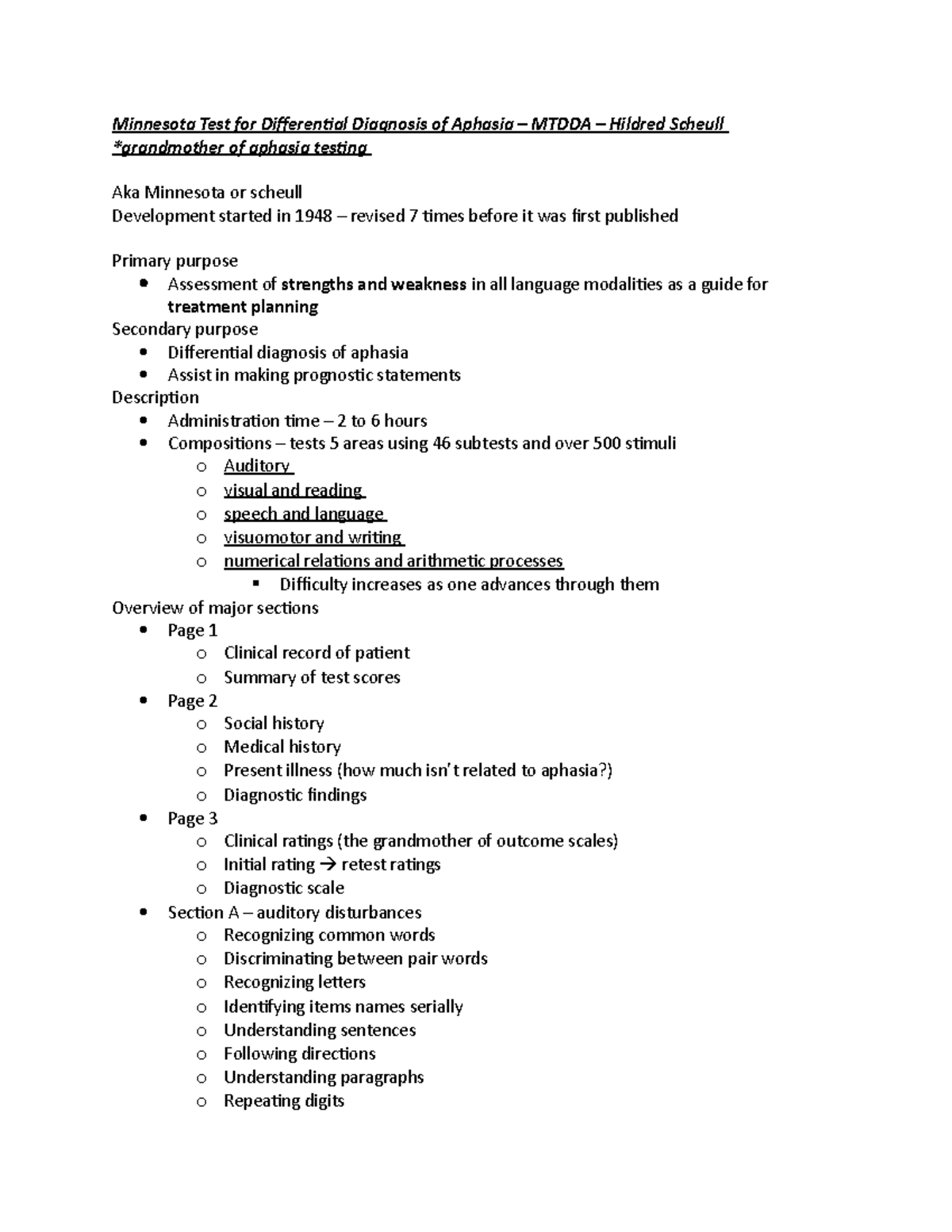 Aphasia Test - an overview