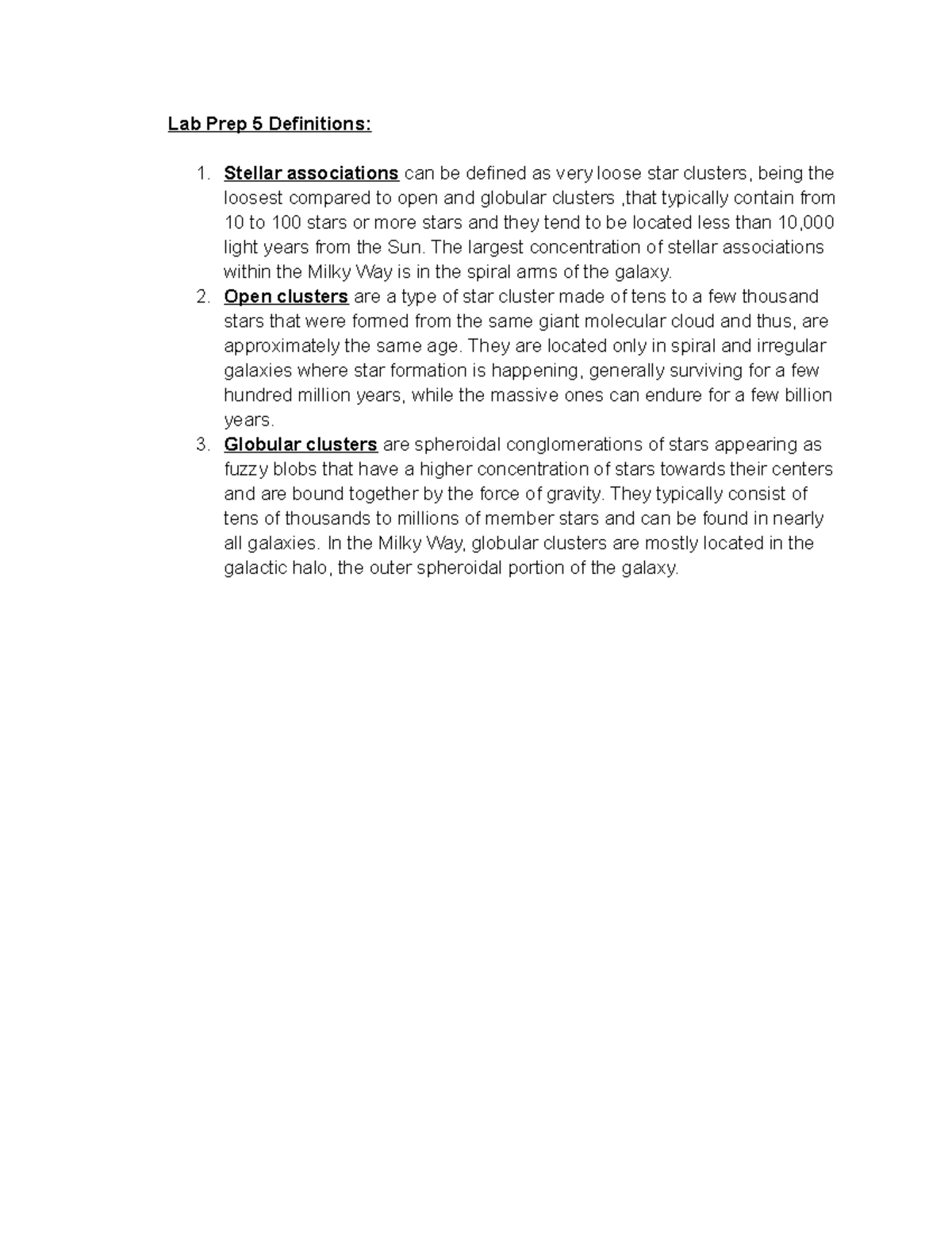Lab Prep 5 Definitions - Lab Prep 5 Definitions: Stellar associations ...