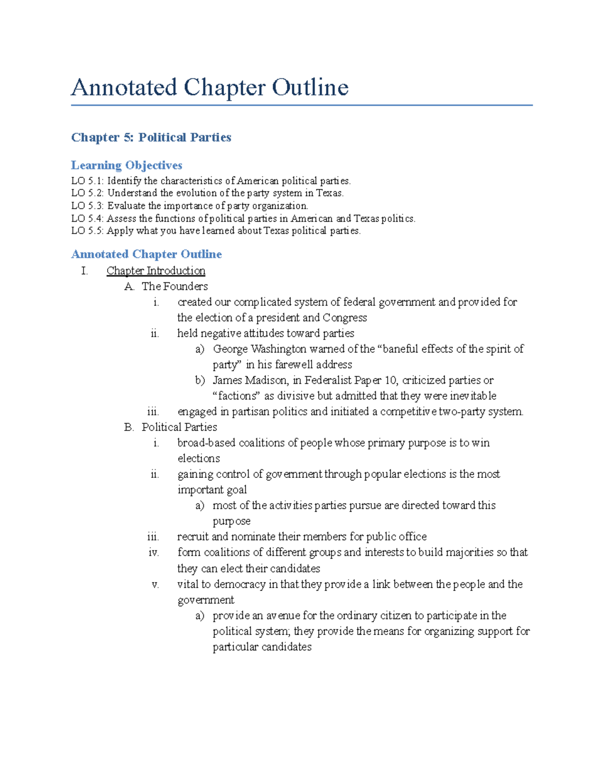 GOVT-2306 Chapter 5 Notes - Annotated Chapter Outline Chapter 5 ...