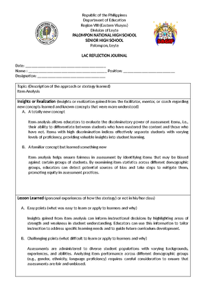 LAC-Reflection-Journal - Republic of the Philippines Department of ...