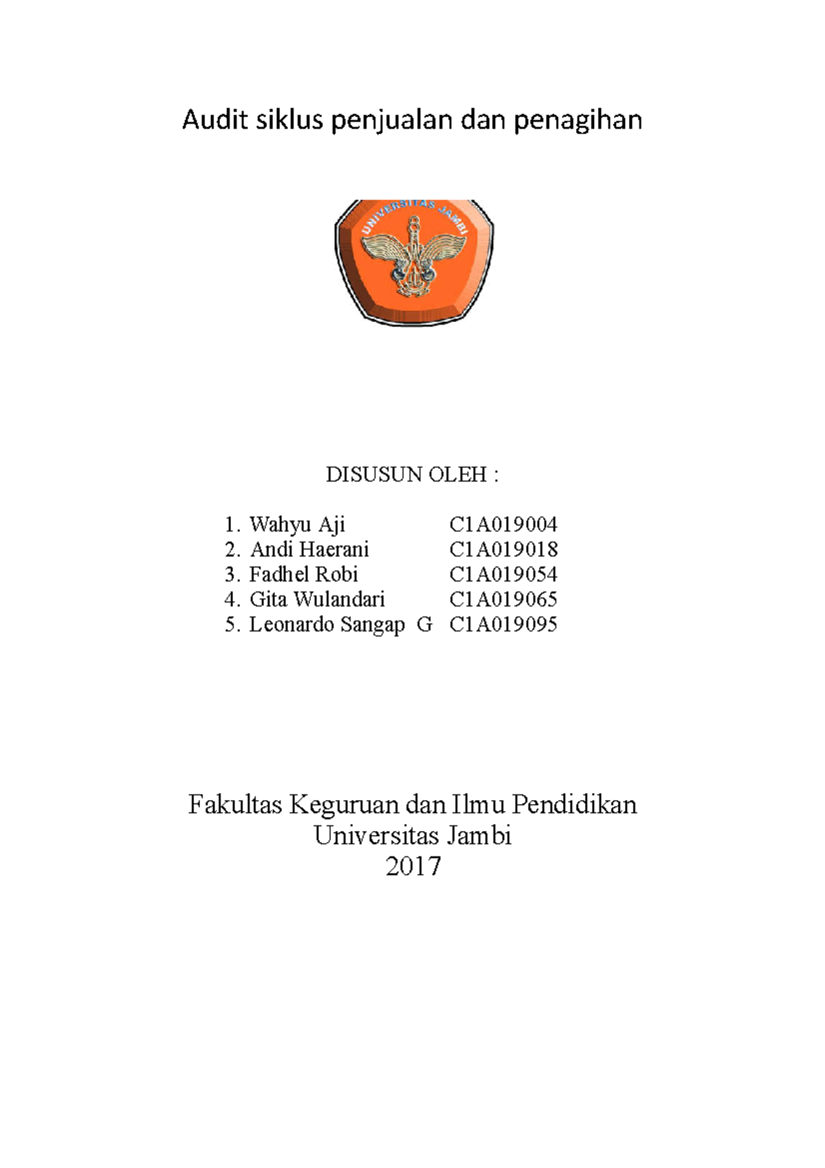 Audit Siklus Penjualan Dan Penagihan - Audit Siklus Penjualan Dan ...