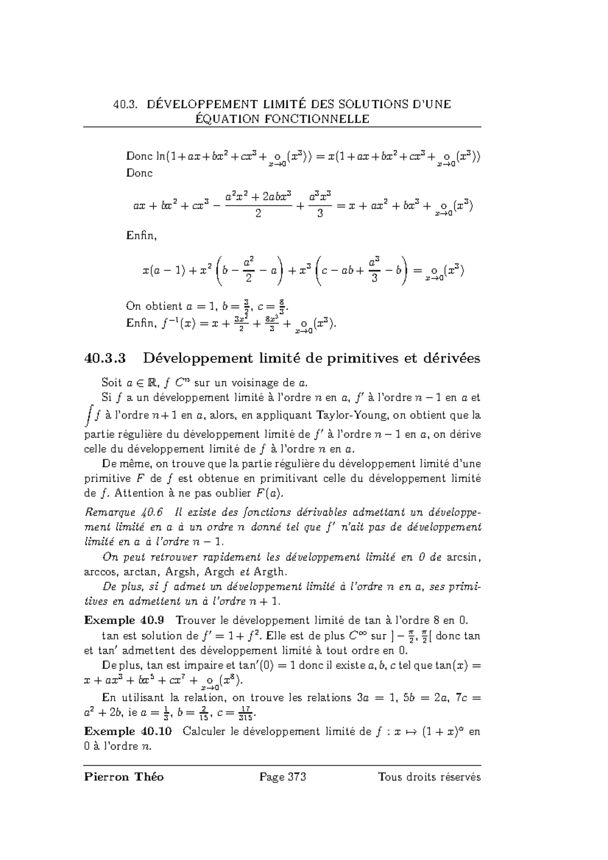 Maths mpsi131 40. DÉVELOPPEMENT LIMITÉ DES SOLUTIONS D’UNE ÉQUATION — free download