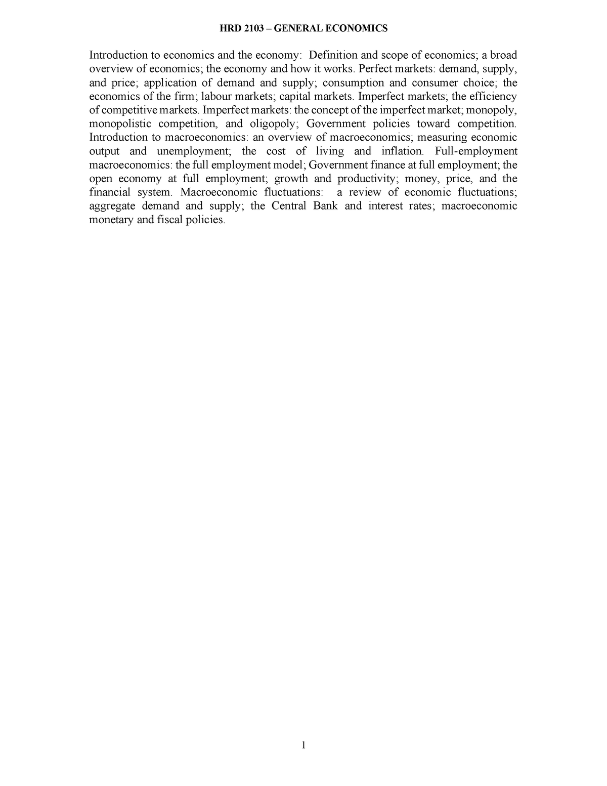 HRD 2103 Notes JKUAT - HRD 2103 – GENERAL ECONOMICS Introduction to ...
