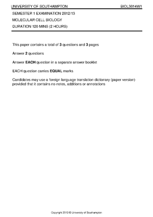 Exam 2012, questions