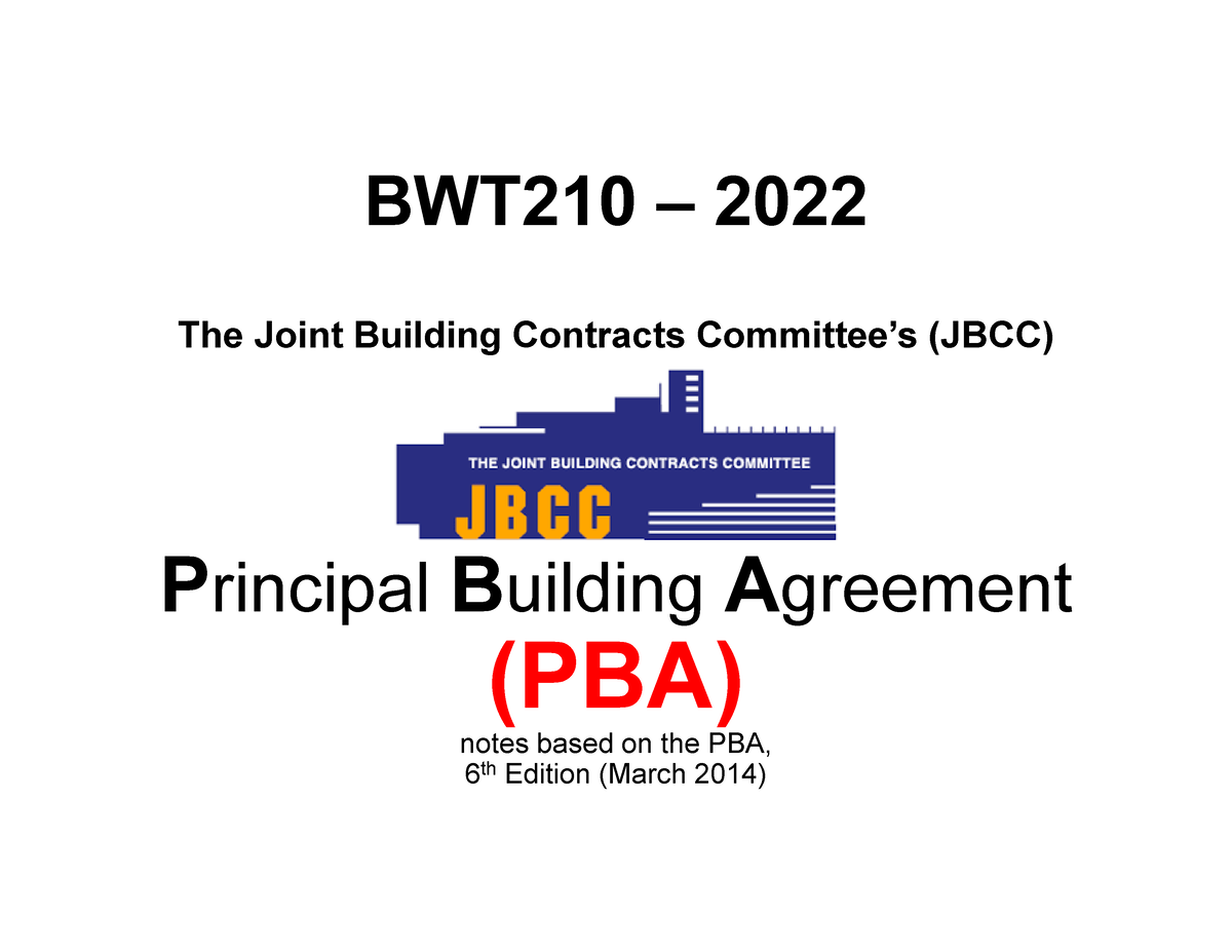 (1)2022 PBA - Summaries - BWT210 ñ 2022 The Joint Building Contracts ...