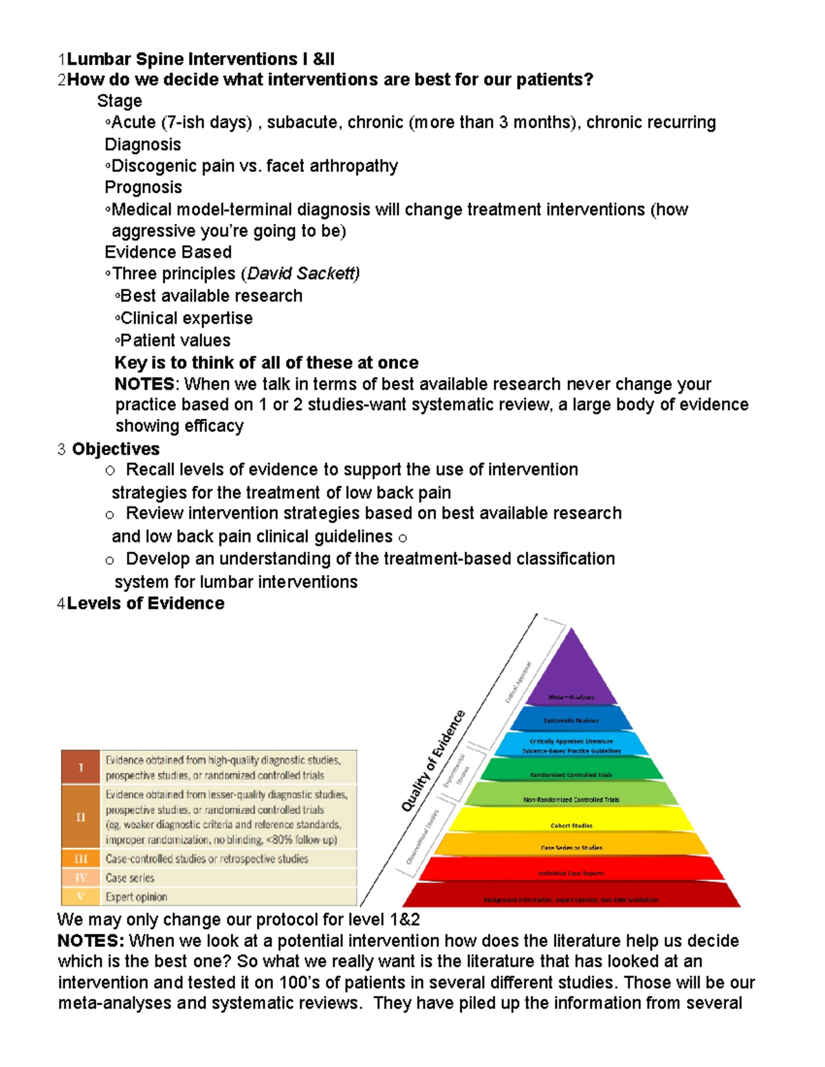 Lumbar spine intervention I and II - 1 Lumbar Spine Interventions I &II ... - Intervention Program In Focus On Spine Strength