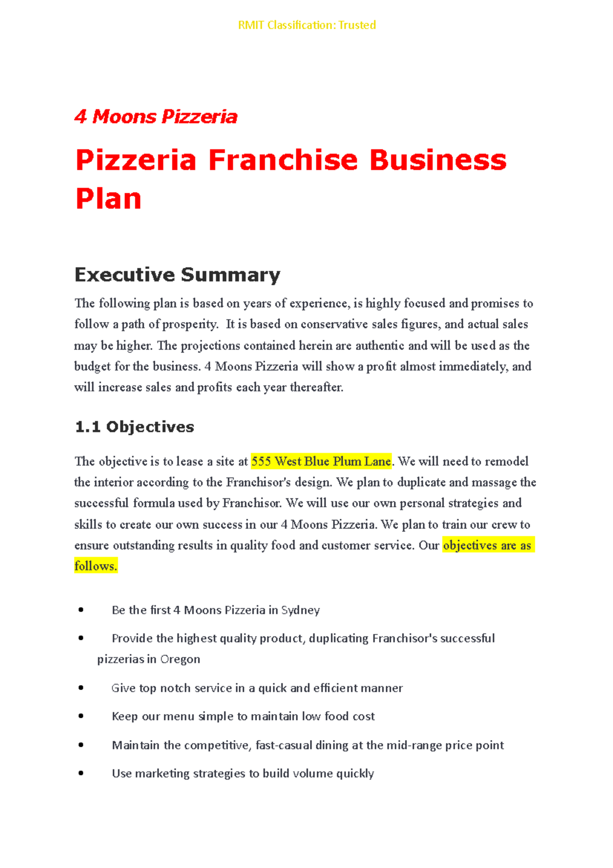 pizzeria franchise business plan