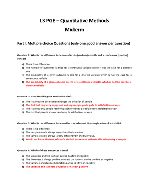 Examen Final Méthodes Quantitatives - Quantitative Methods Comme Pour ...