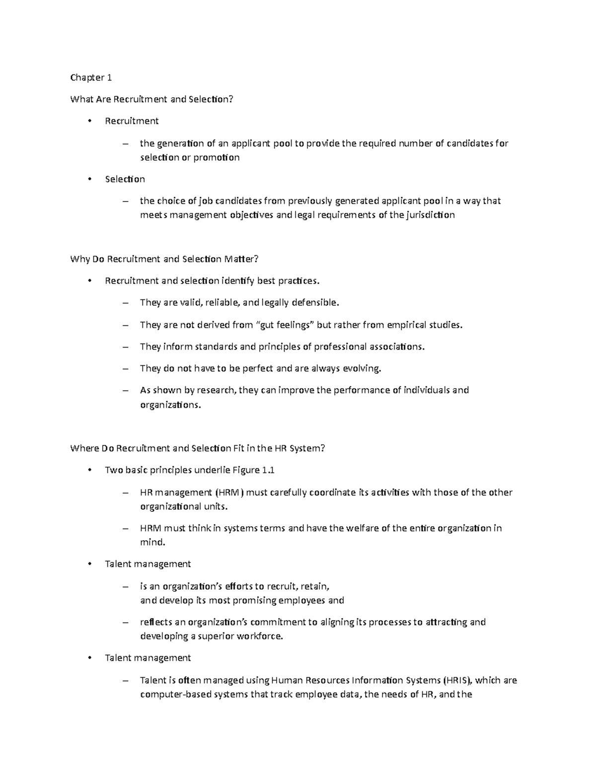 Chapter 1 - Lecture notes 1 - Chapter 1 What Are Recruitment and ...