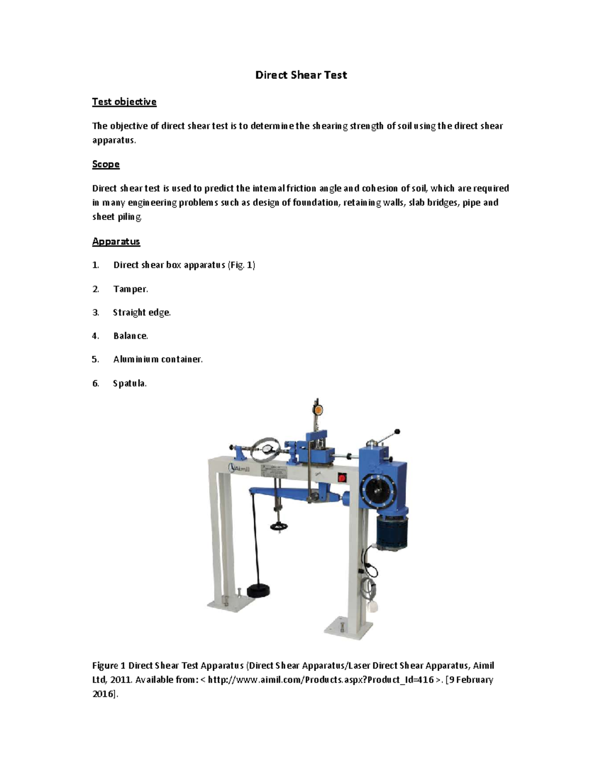 Lab1 lab1 report Direct Shear Test Test objective The objective of
