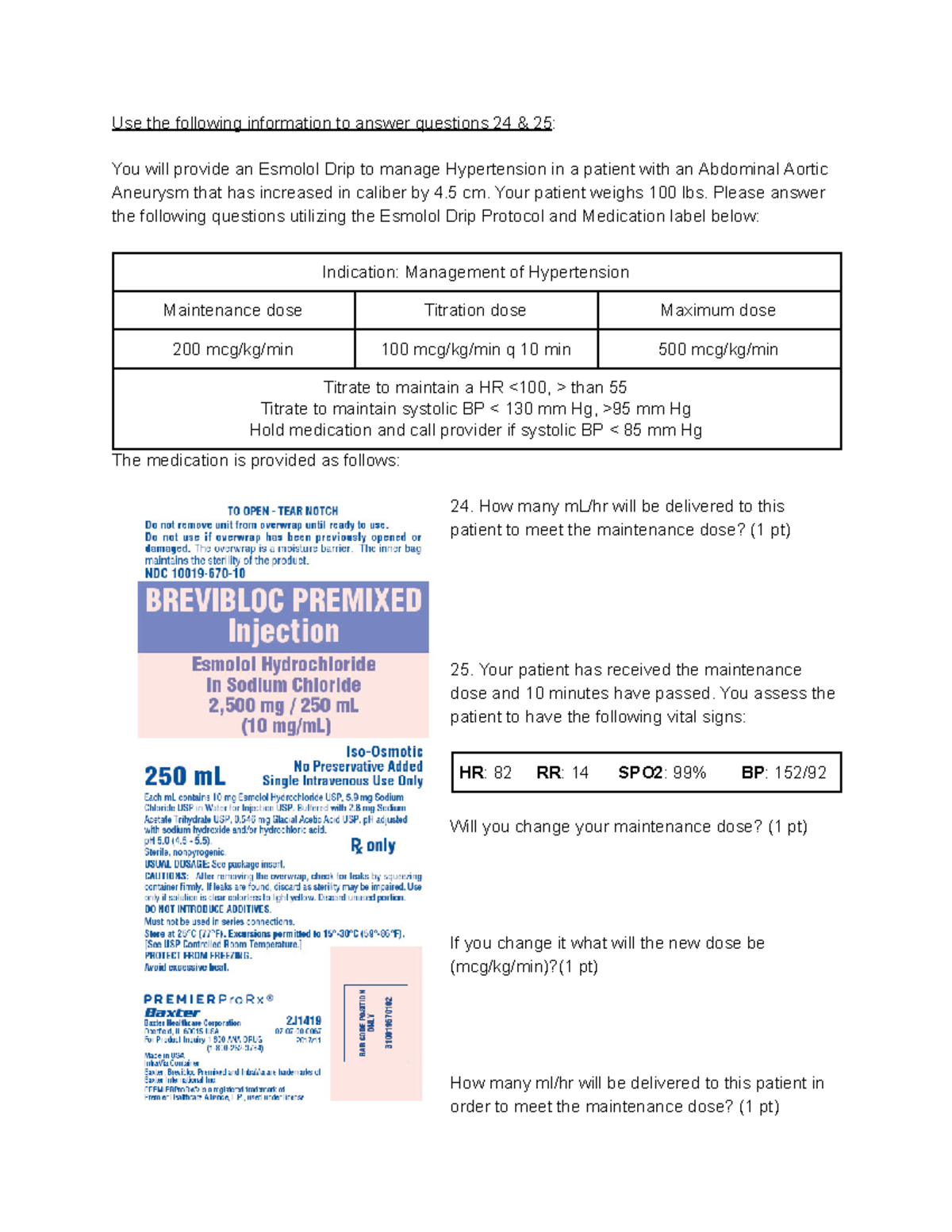 Medication Math Example Use the following information to answer