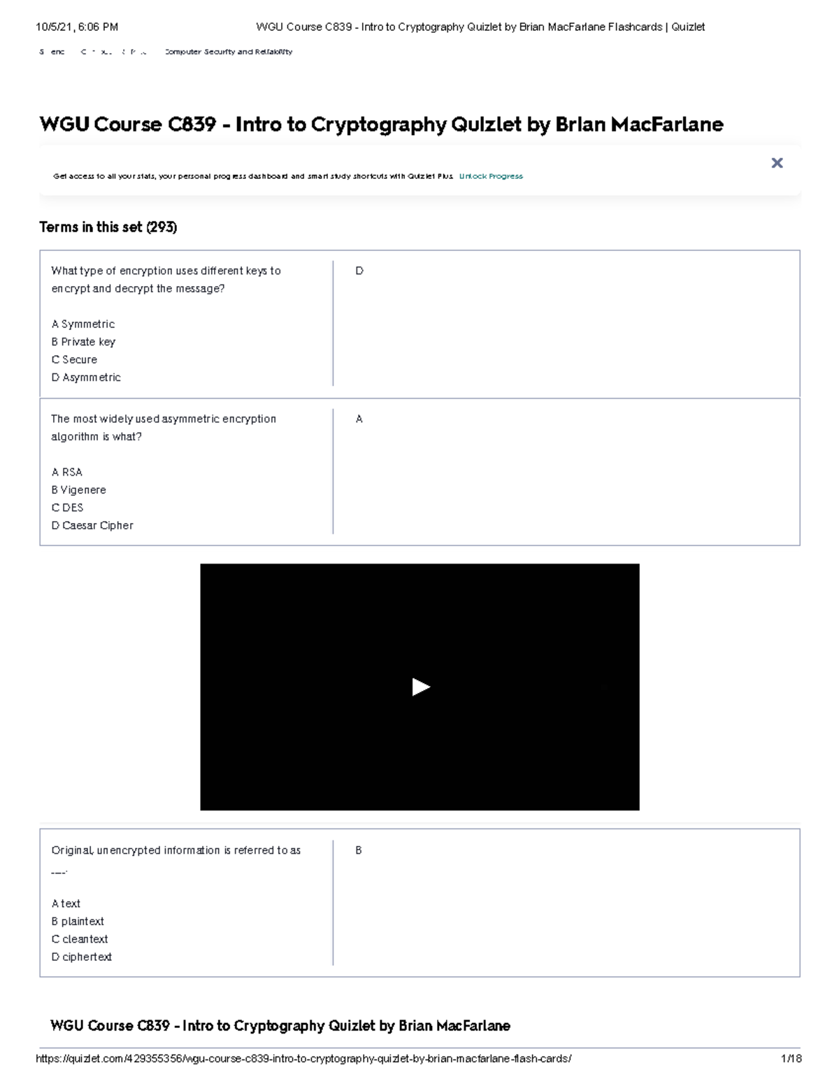 WGU Course C839 - Intro To Cryptography Quizlet By Brian Mac Farlane ...