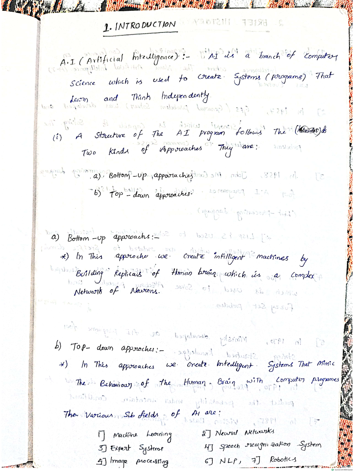 AI 1ST UNIT - ai 1st unit notes - 1. INTRODUCTION A ( Artificial ...