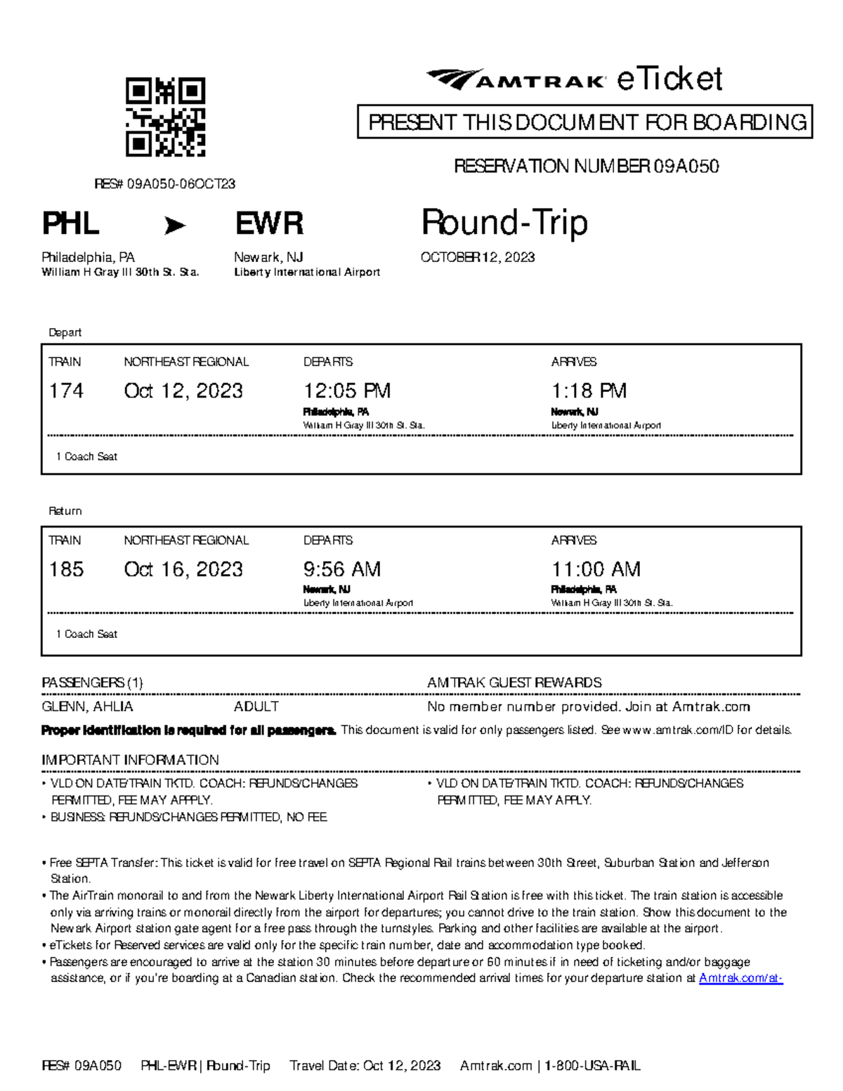Practice Board Ticket - eTicket PRESENT THIS DOCUMENT FOR BOARDING ...