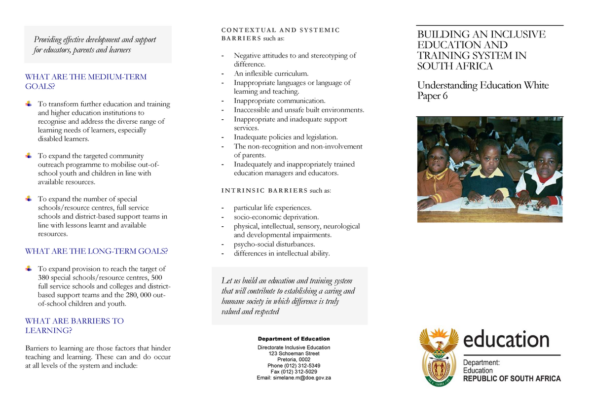 what does white paper 6 say about inclusive education