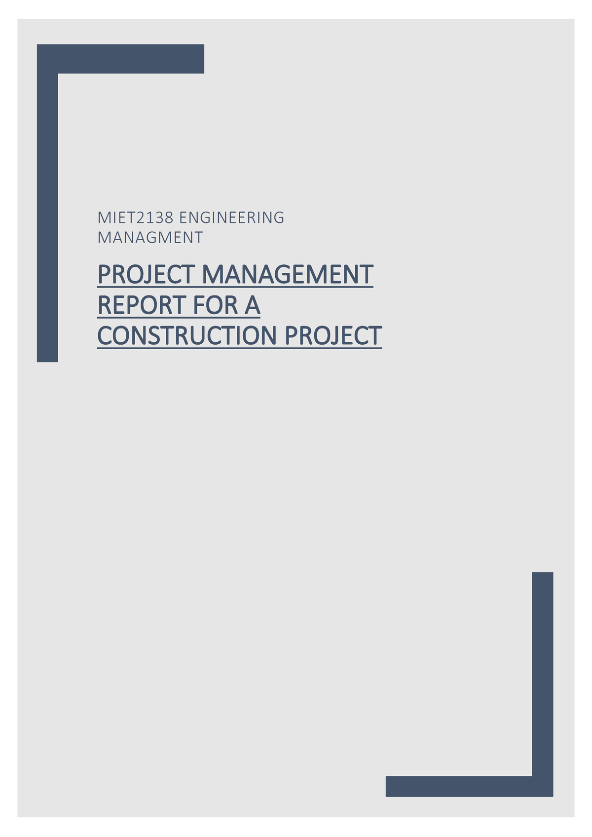 Engineering Management Report.pdf - MIET2138 ENGINEERING MANAGMENT ...