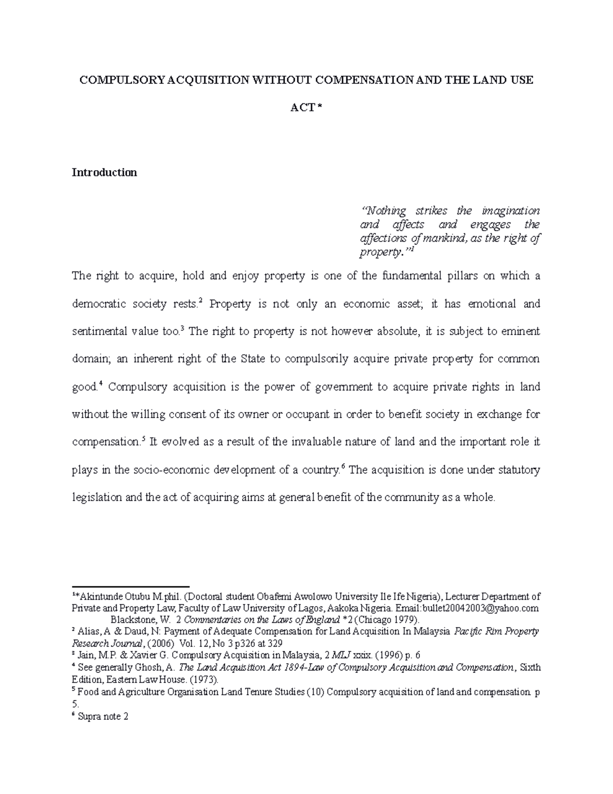 COMPULSORY ACQUISITION