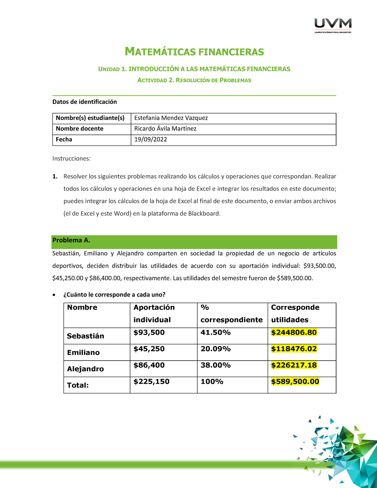 Actividad 2 FINAN A LOS NEG INT - MATEM¡TICAS FINANCIERAS UNIDAD 1 ...