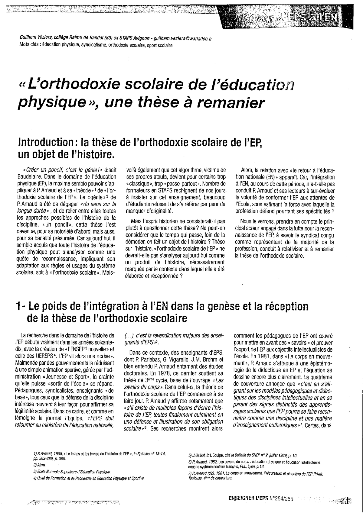 Guilhem Véziers L'orthodoxie Scolaire De L'+®ducation Physique, Une Th+ ...