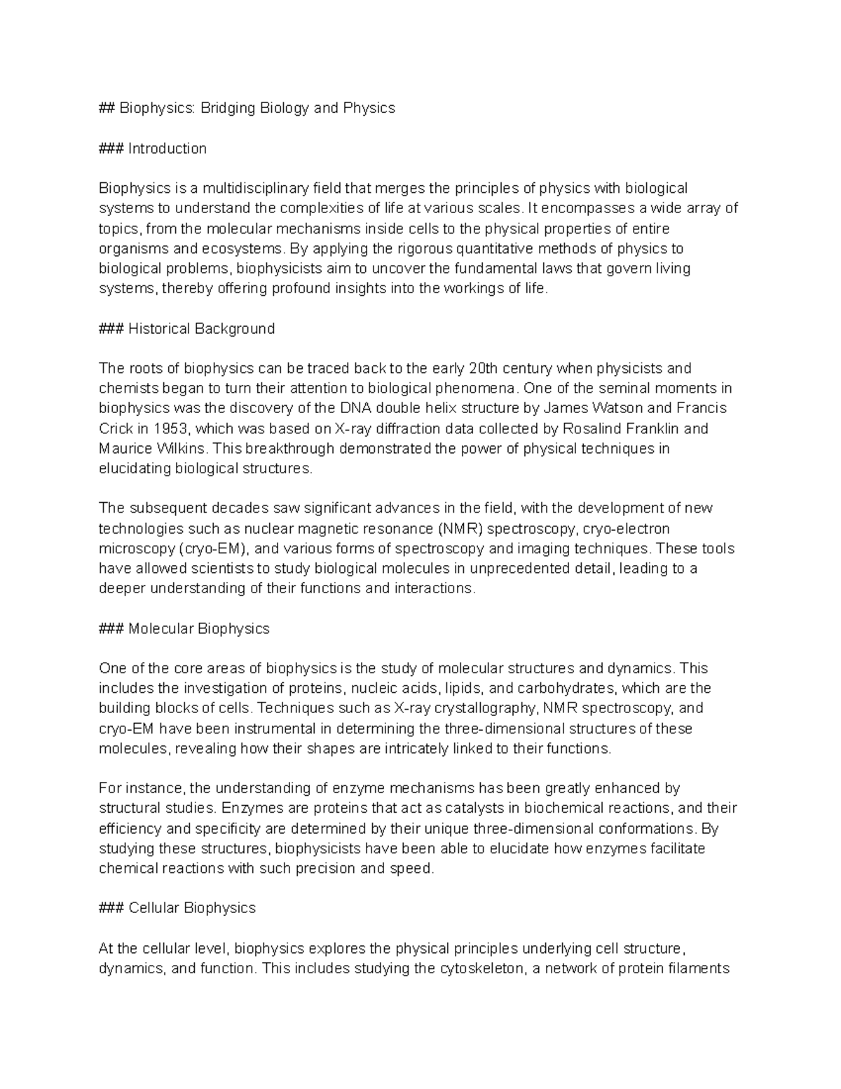 Untitled document - Summary Biophysics - Biophysics: Bridging Biology ...