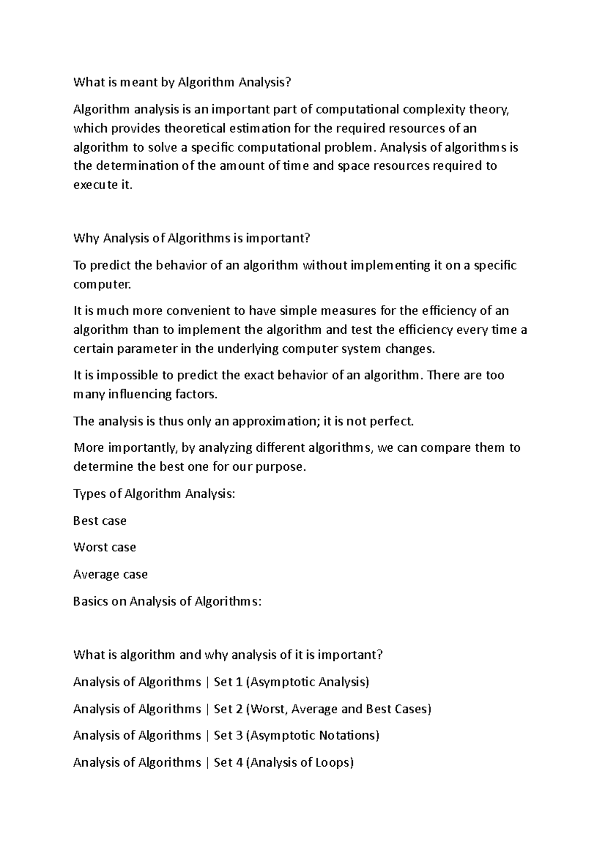 Alogorithm design and analysis - What is meant by Algorithm Analysis ...