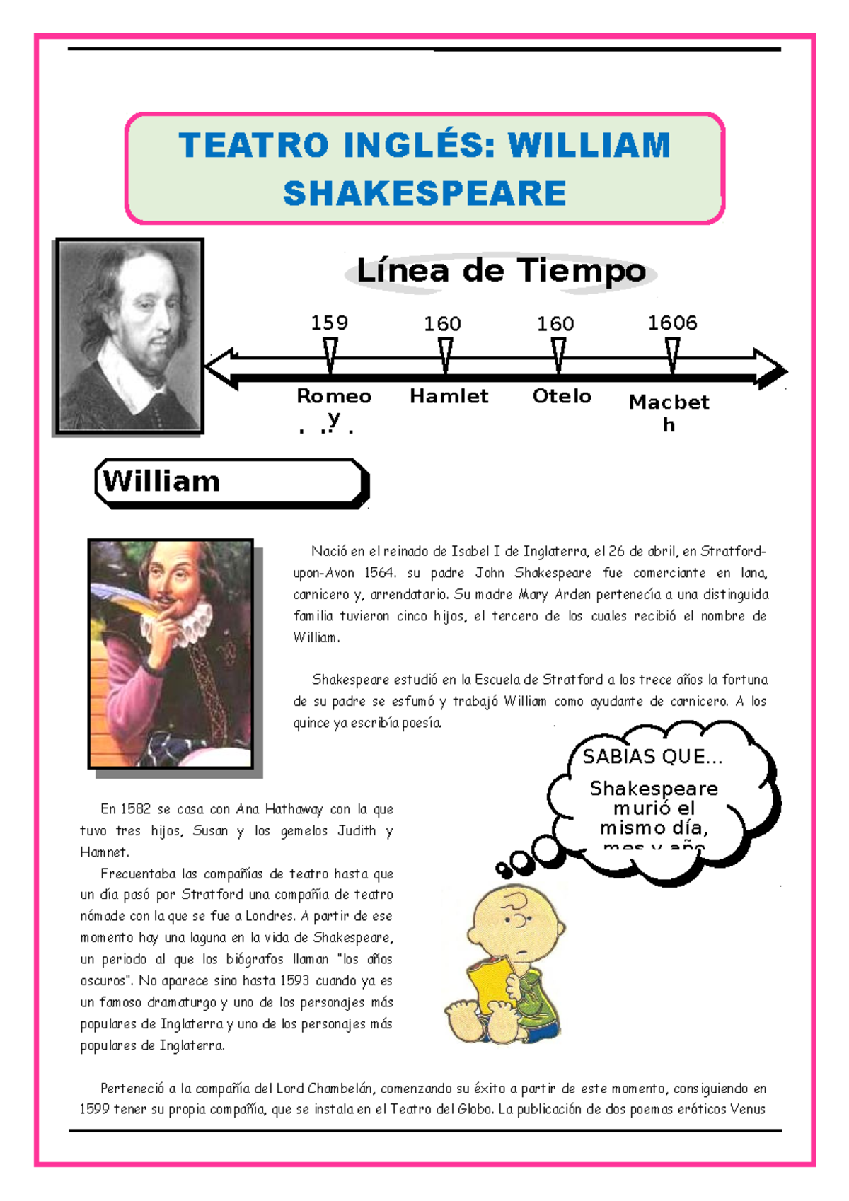 William Shakespeare- Nació en el reinado de Isabel I de Inglaterra, el ...