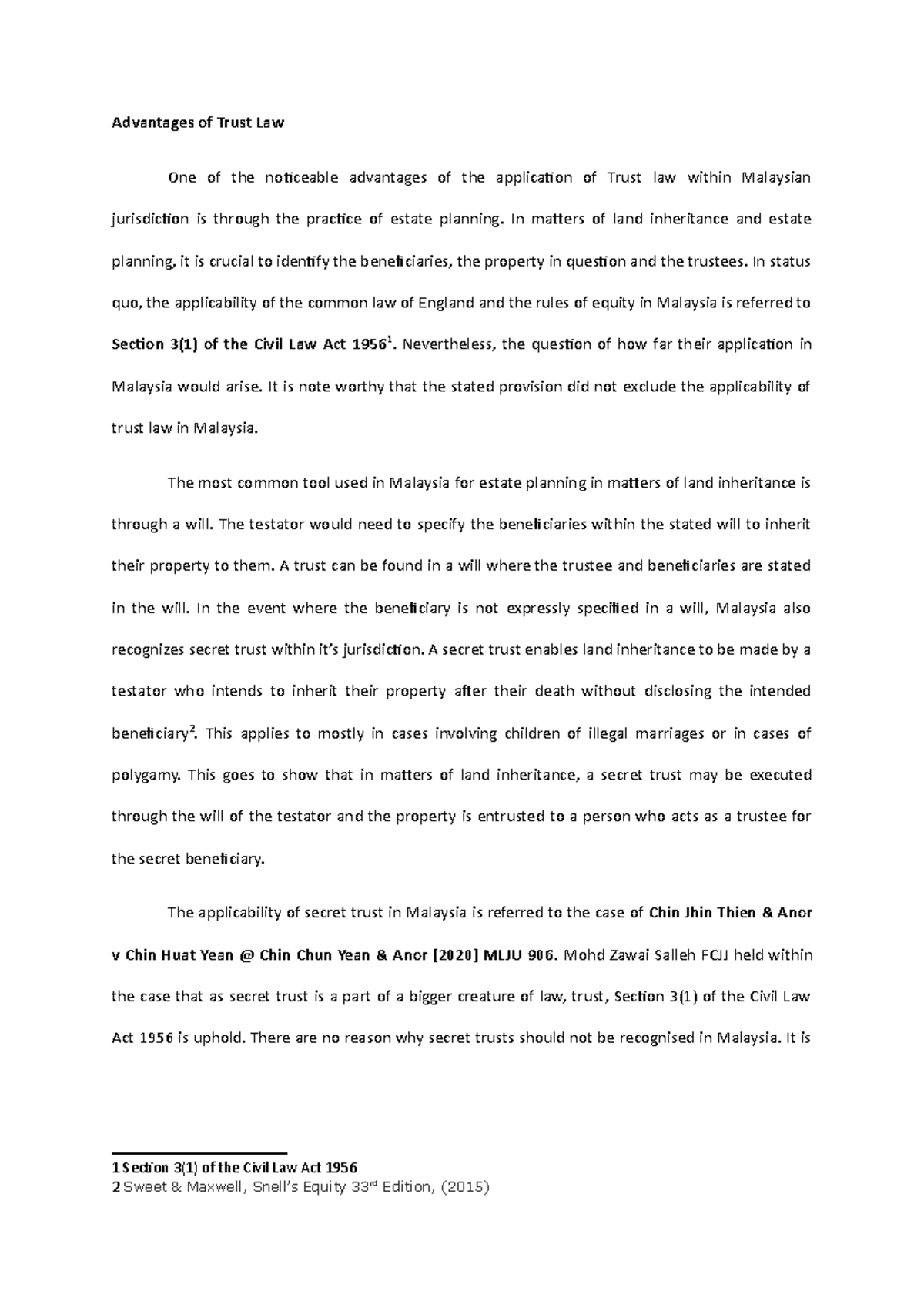 Advantages of Trust Law - In matters of land inheritance and estate ...