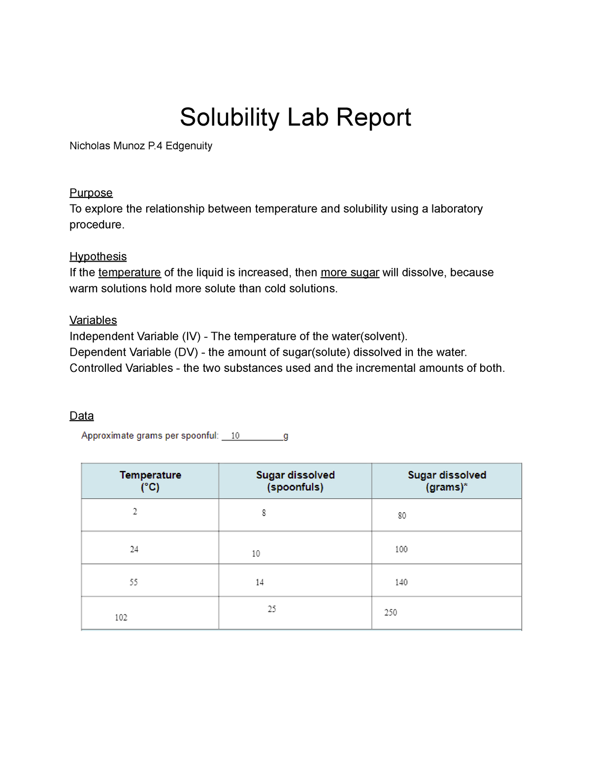 assignment lab report edgenuity