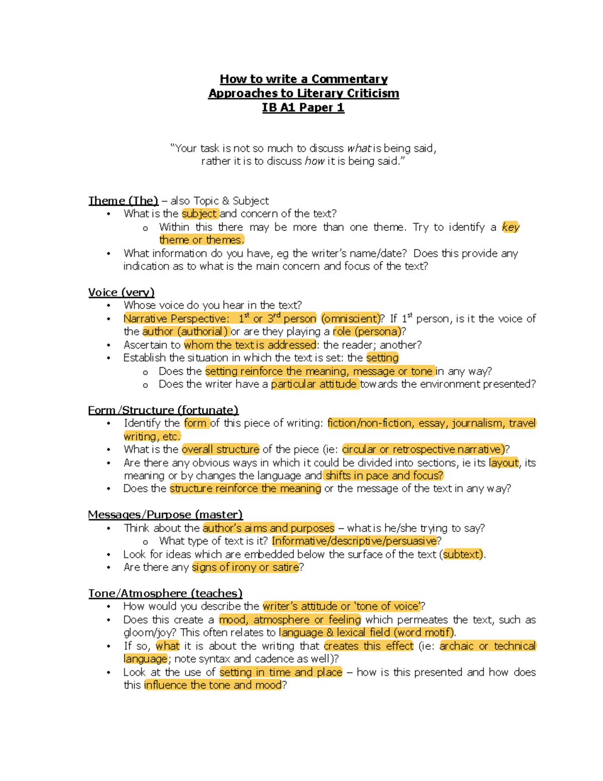 How to write a commentary - How to write a Commentary Approaches to ...