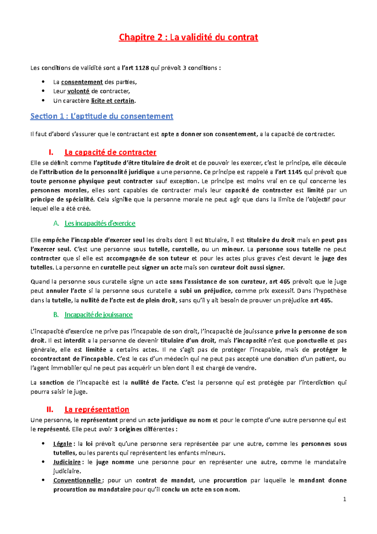 Chapitre 2. La validité du contrat