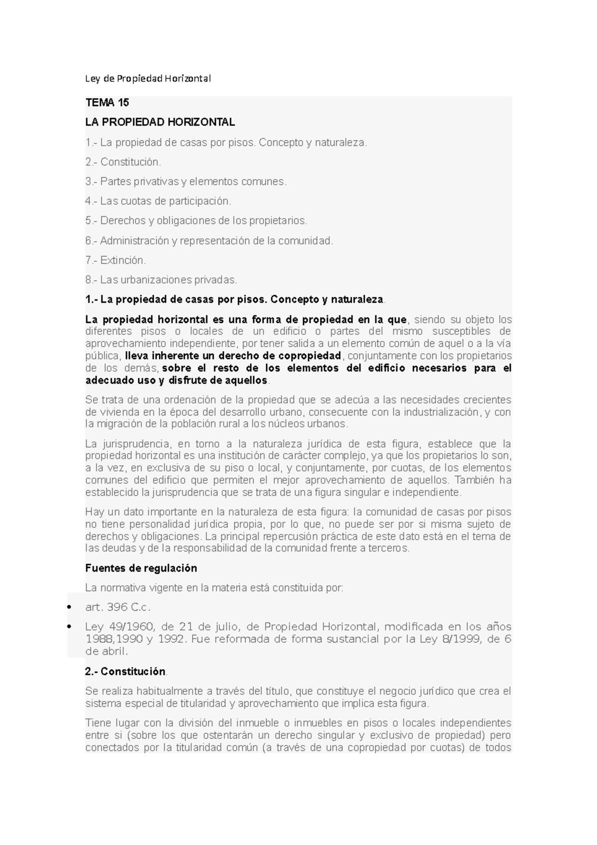 Ley de Propiedad Horizontal - Concepto y naturaleza. Partes privativas ...
