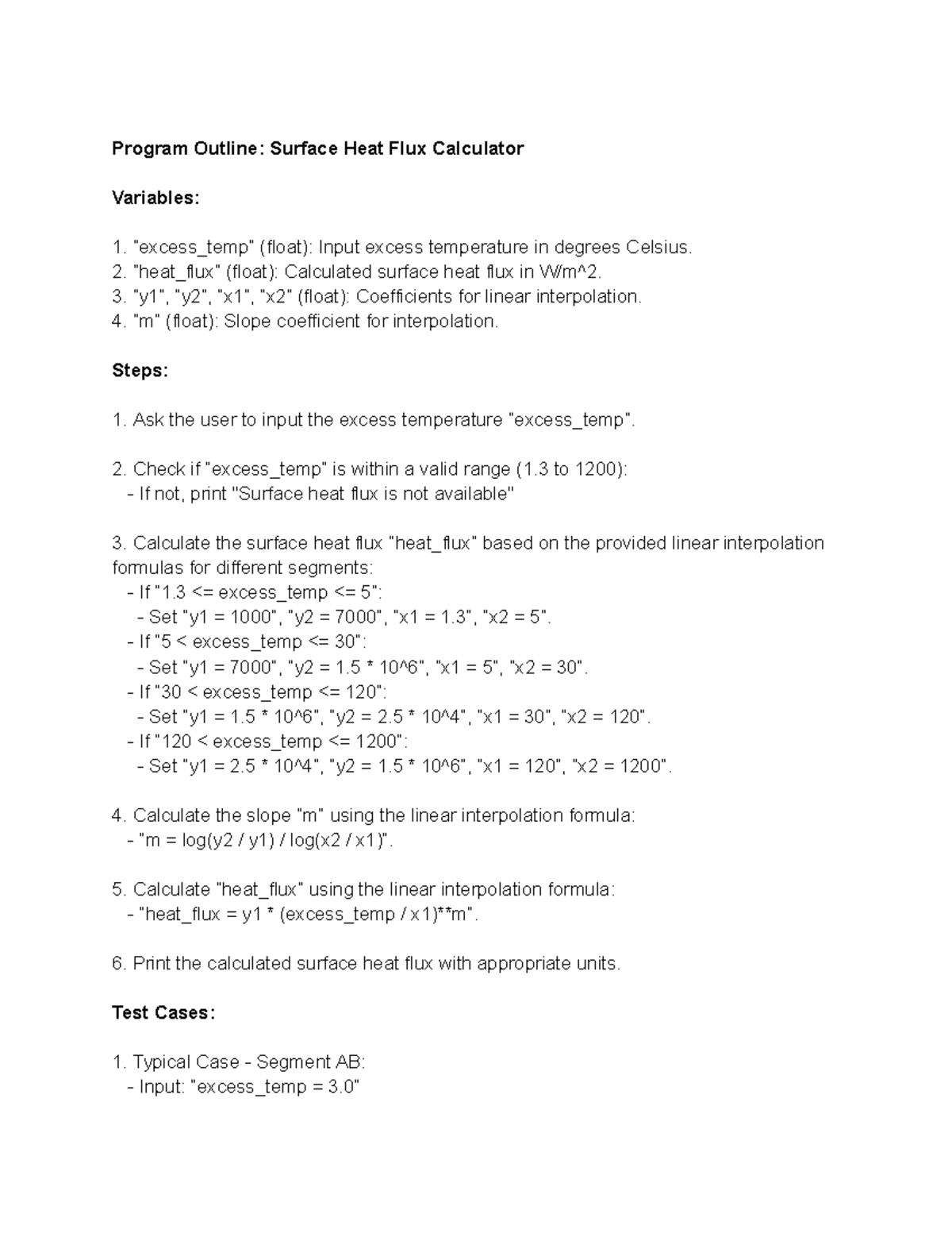 Boiling curve planning - Program Outline: Surface Heat Flux Calculator ...