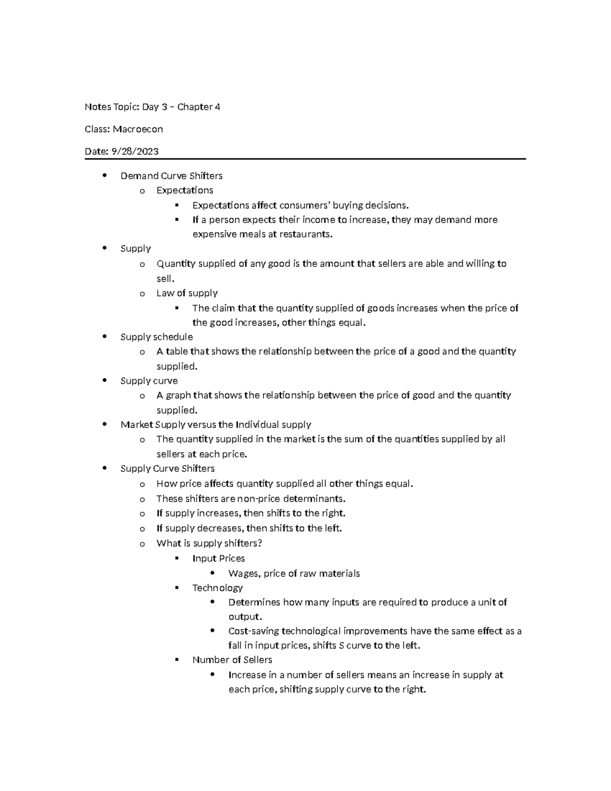 Day 3 Class Notes - Chapter 4 - Notes Topic: Day 3 – Chapter 4 Class ...