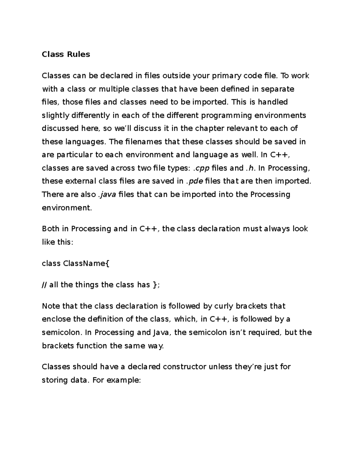 Class Rules - Class Rules Classes can be declared in files outside your ...