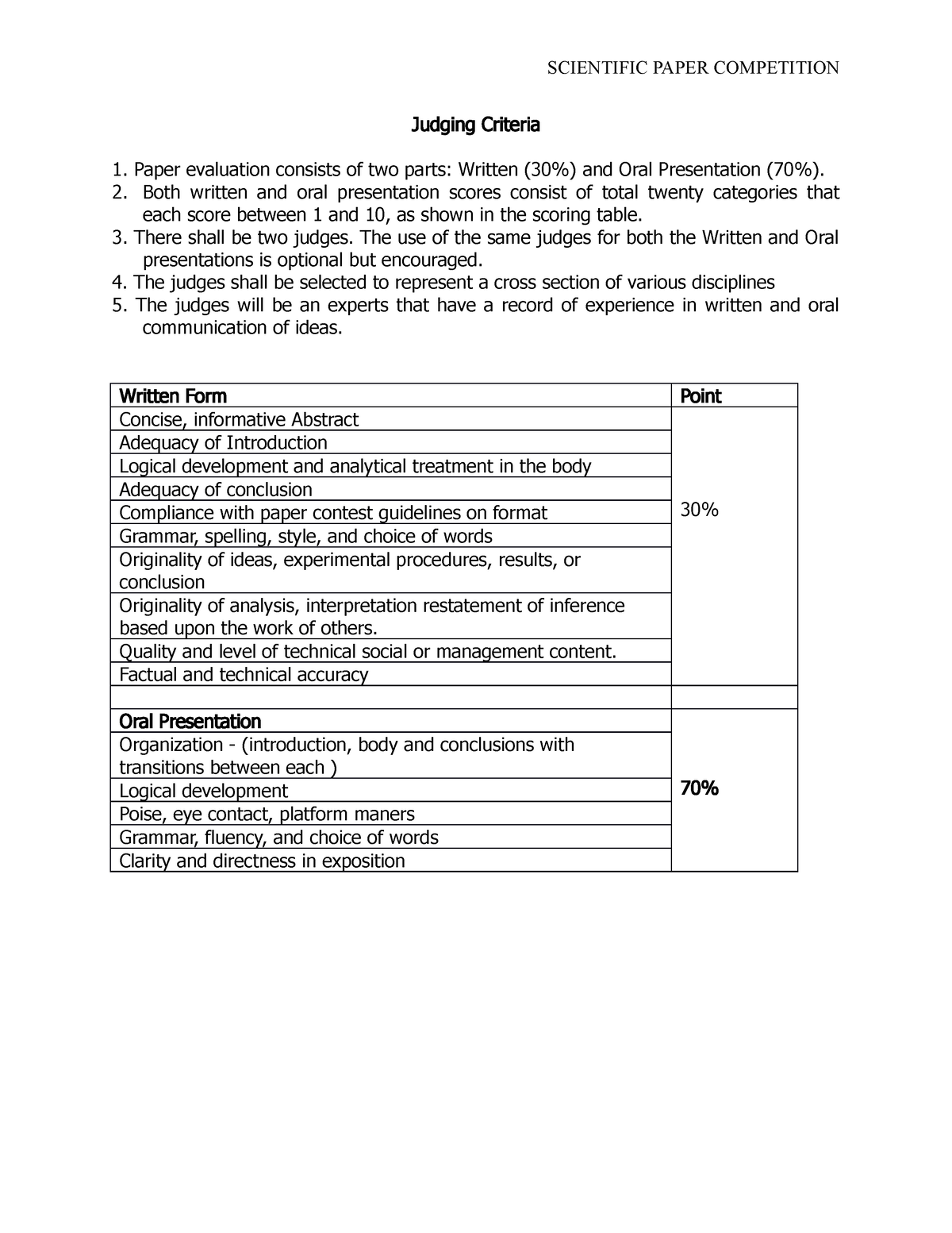 criteria for judging research report