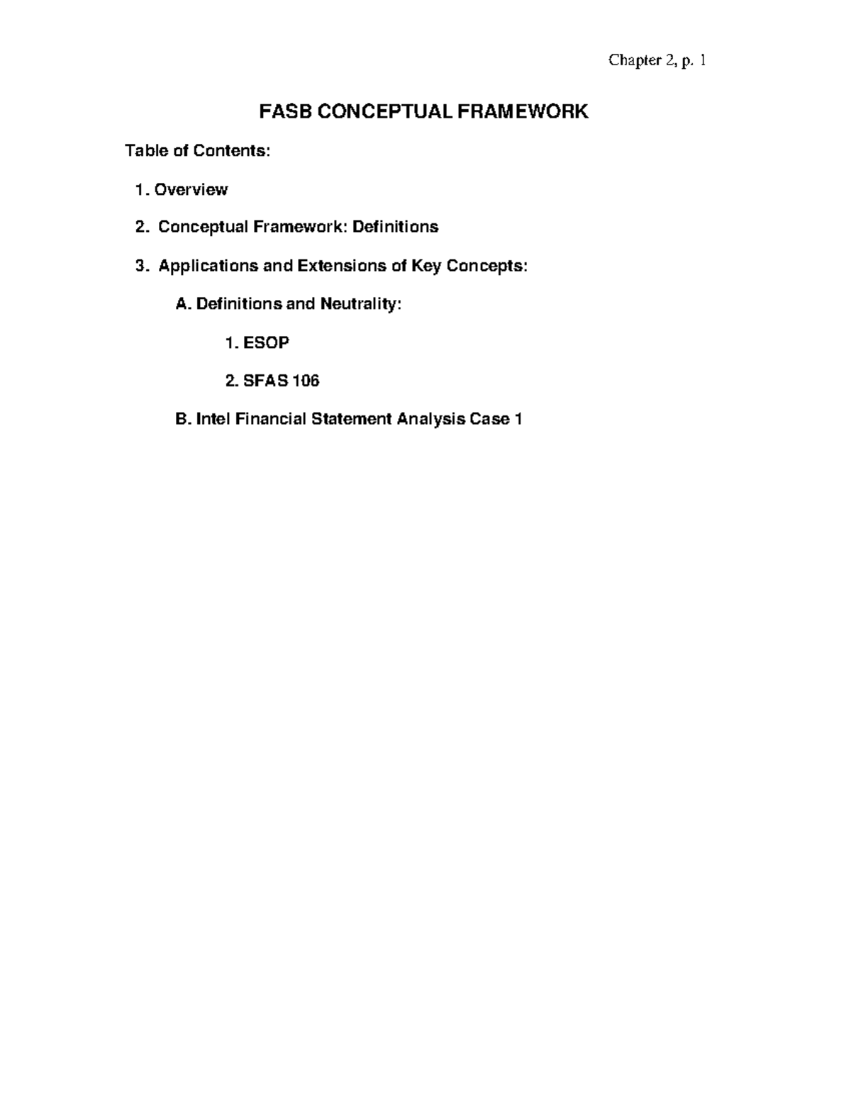 FASB Conceptual Framework - FASB CONCEPTUAL FRAMEWORK Table of Contents ...