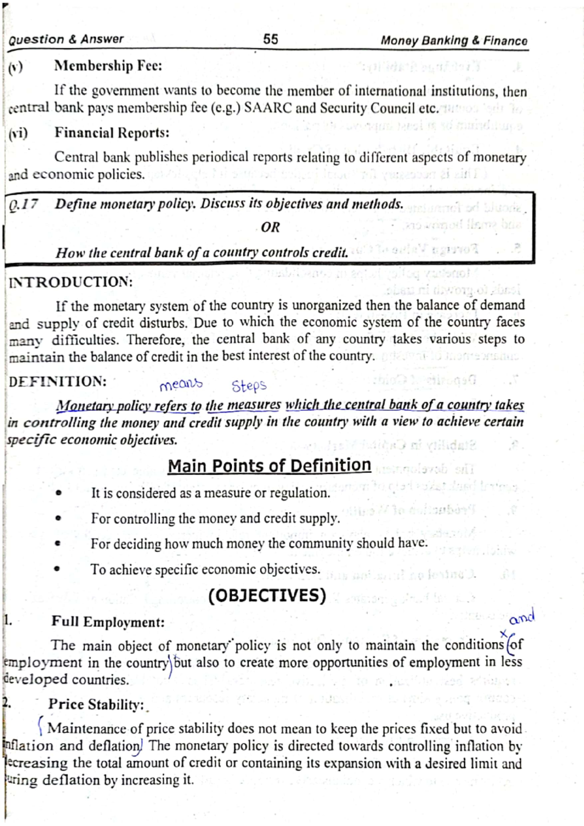 Monetary Policy - notes - Question Answer 55 Money Banking Finance (v ...