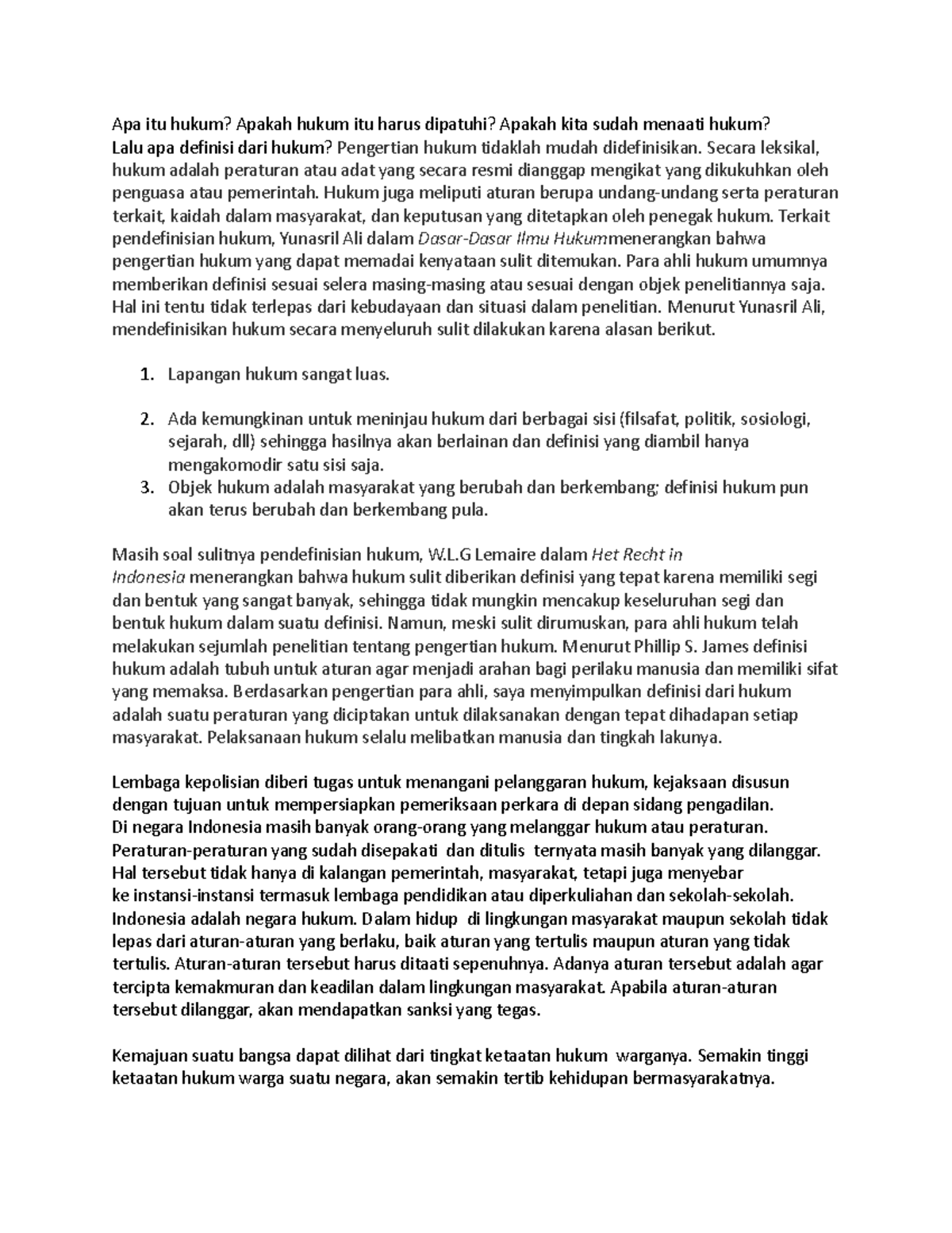 PIH DSS 1 definisi hukum dan kepentingan hukam dałam masyarakat Apa